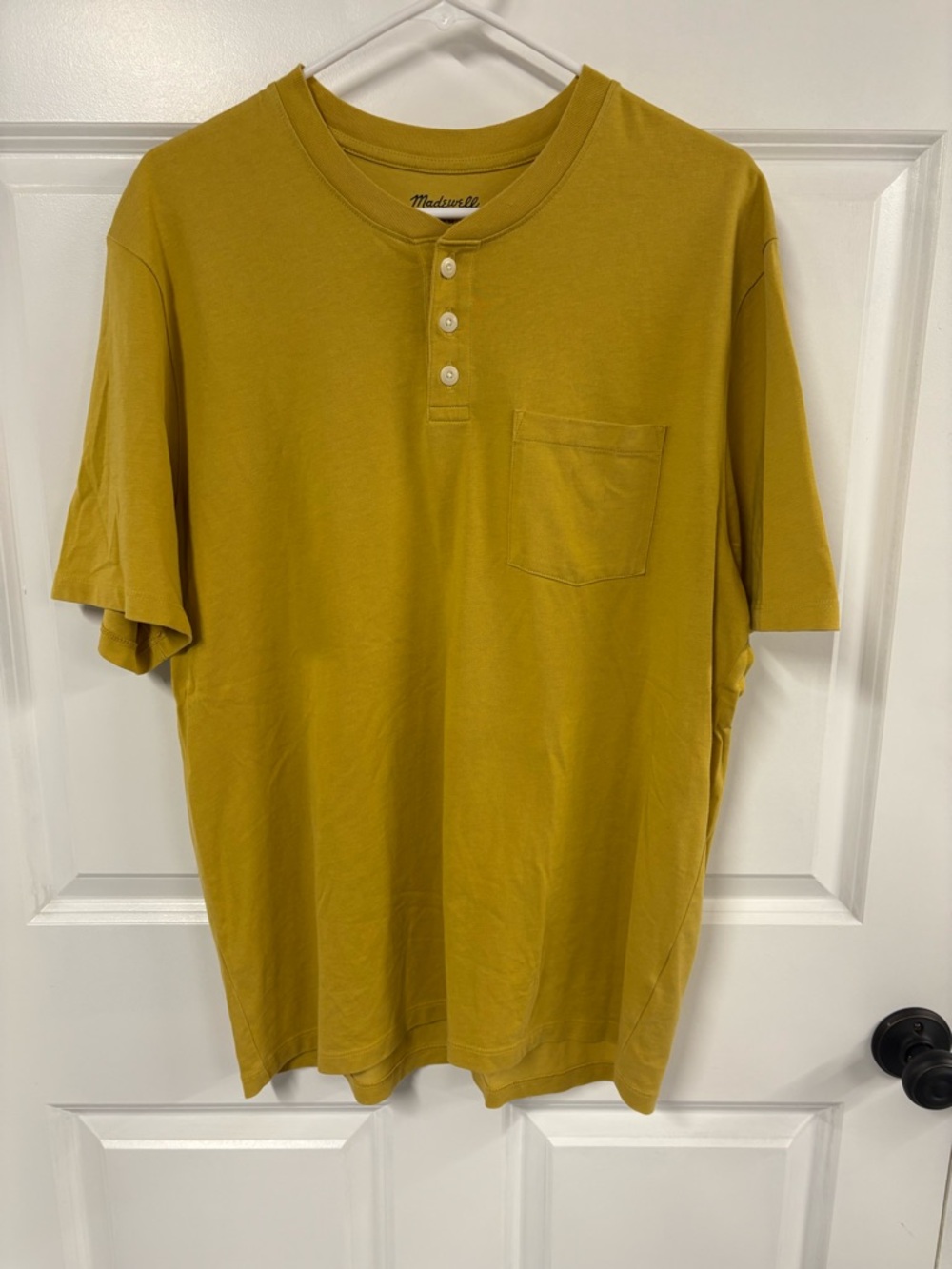Madewell Men’s Textured Cotton Pocket Henley Tee Ornate Gold Size Medium